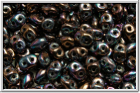 SD-23980-15781, SuperDuo Beads, black, op., vega luster, iris., 10g