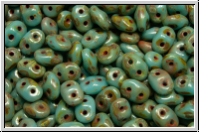 SD-63030-86805, SuperDuo Beads, aqua, op., dk. picasso, 10g