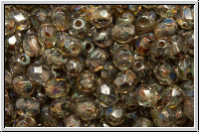 Bhm. Glasschliffperle, feuerpol., 4mm, crystal, trans., dk. picasso, 50 Stk.