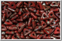 Tri-Beads, 4mm, red, op., silver picasso, 100 Stk.