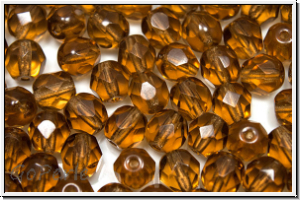 Bhm. Glasschliffperle, feuerpol., 6mm, topaz, smoked, trans., 25 Stk.