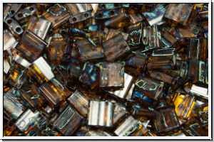 TL-4502, MIYUKI Tila Beads, amber, dk., trans., picasso, 60 Stk.
