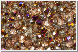 Bhm. Glasschliffperle, feuerpol., 4mm, crystal, trans., half sliperit, 50 Stk.