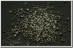 Quetschperlen, rund, ca. 1,3x2mm, antiksilberfb., Messing, 50 Stk.
