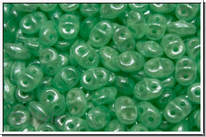 SD-61100-14400, SuperDuo Beads, green, uranium, opal, luster, 10g
