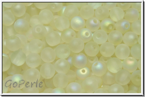 bhm. Glasperle, rund, 4mm, crystal, trans., green AB, matte, 50 Stk.