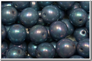 bhm. Glasperle, rund, 8mm, blue, pale, op., nebula, 10 Stk.