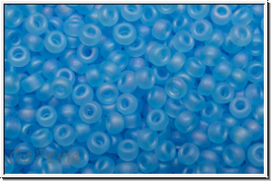 RR-11-0148fr, MIYUKI Rocailles, 11/0, aqua, trans., matte, AB, 10g