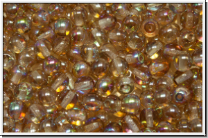 bhm. Glasperle, rund, 4mm, crystal, trans., brown AB, 50 Stk.