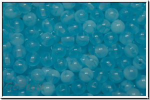 bhm. Glasperle, rund, 4mm, aqua, trans., wolkig, 50 Stk.