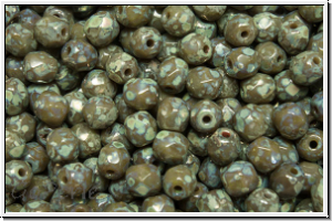 Bhm. Glasschliffperle, feuerpol., 4mm, anthrazit, op., silver picasso, 50 Stk.