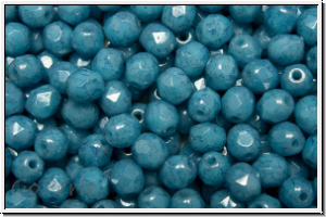 Bhm. Glasschliffperle, feuerpol., 4mm, aqua, op., blue marbled, 50 Stk.