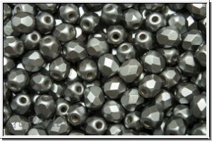 Bhm. Glasschliffperle, feuerpol., 4mm, whtie, alabaster, light grey pastel, 50 Stk.