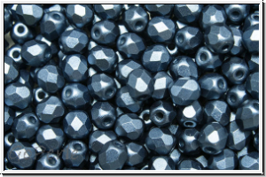 Bhm. Glasschliffperle, feuerpol., 4mm, white, alabaster, montana blue pastel, 50 Stk.