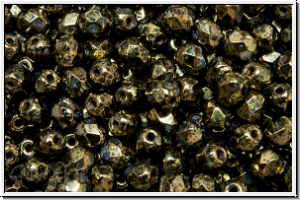 Bhm. Glasschliffperle, feuerpol., 4mm, black, op., violet senegal, 50 Stk.