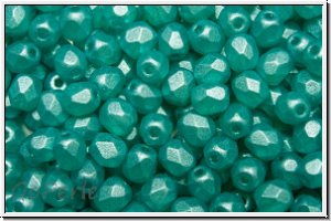 Bhm. Glasschliffperle, feuerpol., 4mm, crystal, trans., mint coated, 50 Stk.