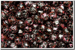 Bhm. Glasschliffperle, feuerpol., 4mm, black, op., pink, tweedy, 50 Stk.