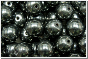 bhm. Glasperle, rund, 8mm, hematite, met., 10 Stk.