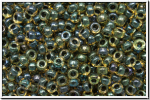 RR-11-0349, MIYUKI Rocailles, 11/0, topaz, lt., trans., navy blue-ld., 10g