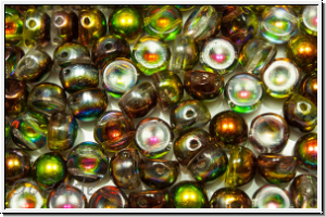 2-Loch-Cabochon, 6mm, crystal, trans., magic olivine, 20 Stk.