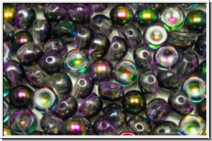 2-Loch-Cabochon, 6mm, crystal, trans., magic lilac, 20 Stk.