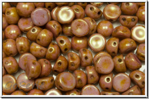 2-Loch-Cabochon, 6mm, white, op., rose gold marbled, 20 Stk.