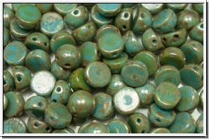 2-Loch-Cabochon, 6mm, blue, baby, op., silver picasso, 20 Stk.