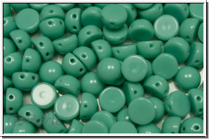 2-Loch-Cabochon, 6mm, green turquoise, op., 20 Stk.