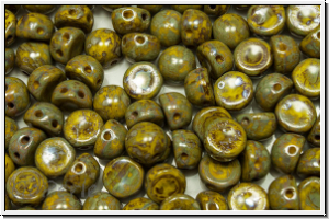 2-Loch-Cabochon, 6mm, yellow, op., silver picasso, 20 Stk.