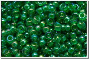 RR-11-0354, MIYUKI Rocailles, 11/0, aqua, trans., emerald-ld., AB, 10g