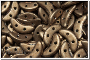 Crescent-Beads, 10x5x2,3mm, khaki, met., saturated, 25 Stk.