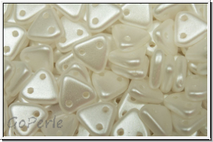 2-Loch-Triangles, CzechMates, 6mm, white, alabaster, white pastel, 50 Stk.