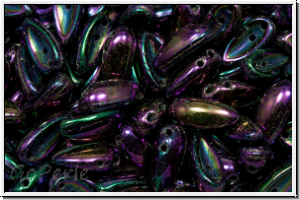Chili-Beads, 2-Loch, 11x4mm, purple, met., iris., 25 Stk.