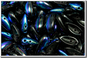 Chili-Beads, 2-Loch, 11x4mm, black, op., AB, 25 Stk.