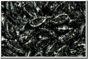 Chili-Beads, 2-Loch, 11x4mm, black, op., silver, tweedy, 25 Stk.
