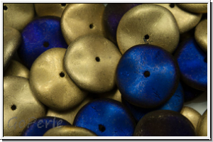 Ripple-Beads, 12mm, crystal, trans., california blue, matte, 12 Stk.
