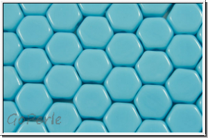 2-Loch-Honeycomb-Beads, 6mm, aqua, op., 30 Stk.