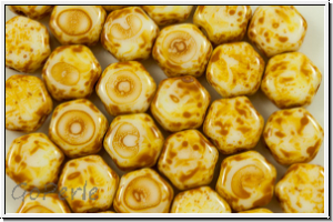 2-Loch-Honeycomb-Beads, 6mm, white, op., dk. picasso, 30 Stk.