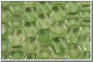 2-Loch-Honeycomb-Beads, 6mm, crystal, trans., green luster, 30 Stk.