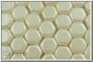 2-Loch-Honeycomb-Beads, 6mm, white, alabaster, white pastel, 30 Stk.