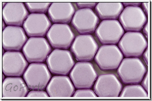 2-Loch-Honeycomb-Beads, 6mm, white, alabaster, lila pastel, 30 Stk.