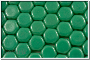 2-Loch-Honeycomb-Beads, 6mm, turquoise, med., op., 30 Stk.