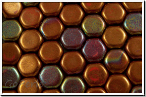 2-Loch-Honeycomb-Beads, 6mm, orange, coral, op., nebula, 30 Stk.