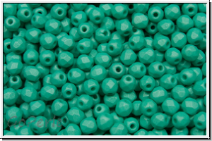 Bhm. Glasschliffperle, feuerpol., 3mm, white, alabaster, turquoise pastel, matte, 50 Stk.