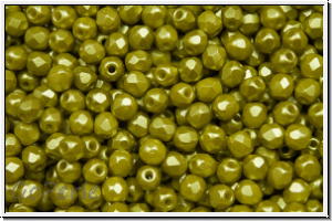 Bhm. Glasschliffperle, feuerpol., 3mm, white, alabaster, lime pastel, 50 Stk.