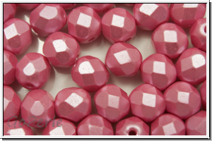 Bhm. Glasschliffperle, feuerpol., 6mm, white, alabaster, pink pastel, 25 Stk.