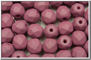 Bhm. Glasschliffperle, feuerpol., 6mm, white, alabaster, wine less pastel, matte, 25 Stk.