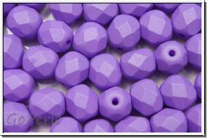 Bhm. Glasschliffperle, feuerpol., 6mm, white, alabaster, lila pastel, matte, 25 Stk.