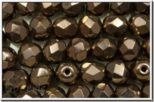 Bhm. Glasschliffperle, feuerpol., 6mm, chocolate, met., 25 Stk.