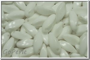 Twist-Beads, 6x12mm, white, alabaster, 25 Stk.
